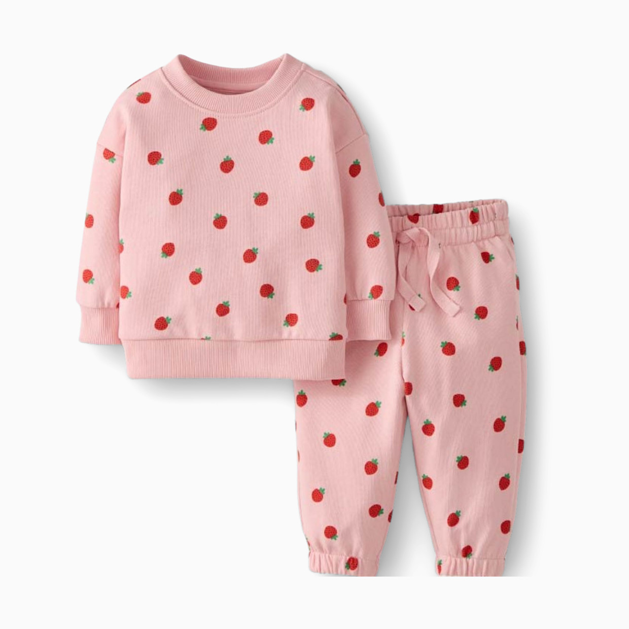 Hanna Andersson Baby French Terry Sweatsuit Set - Strawberry, 0-3 M.