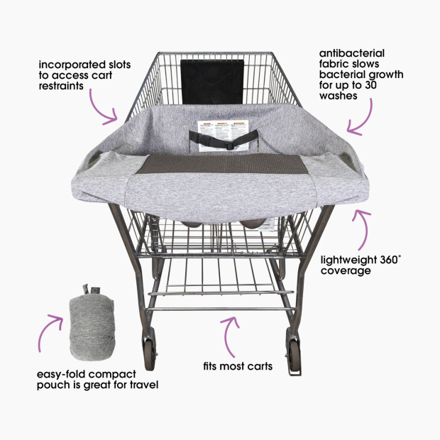 Boppy Antibacterial Compact Shopping Cart Cover - Gray Heathered.