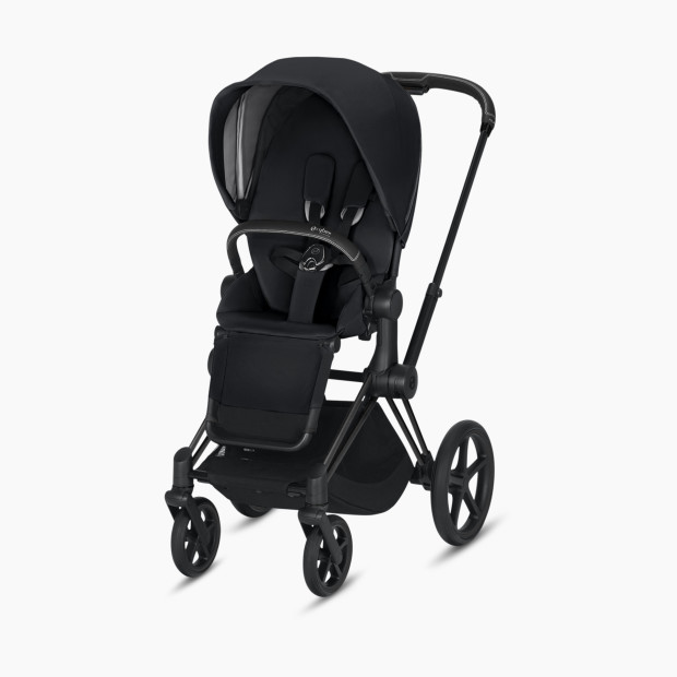 Cybex ePriam Stroller - Matte Black Frame + Premium Black Seat.