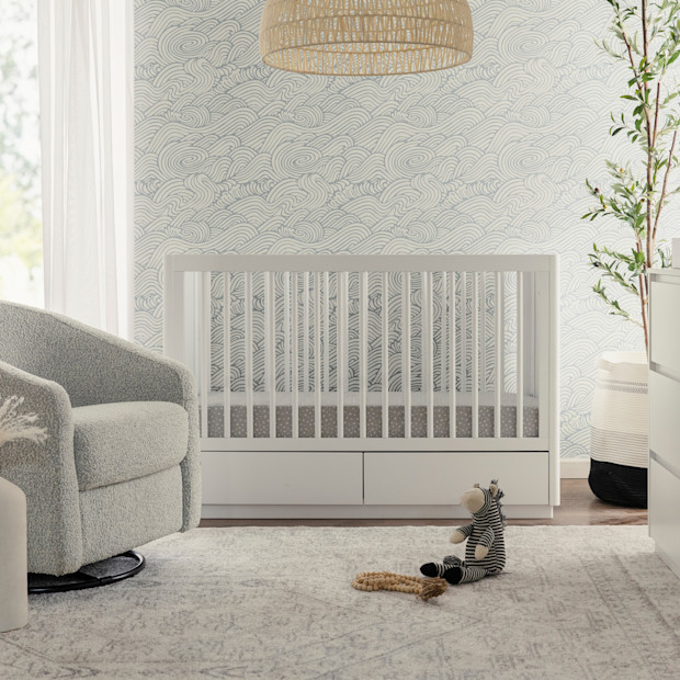 Bento 3-in-1 Storage Crib with Toddler Bed Conversion Kit.