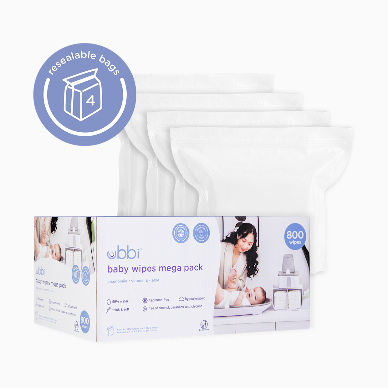 Ubbi Baby Wipes - 800 Count.