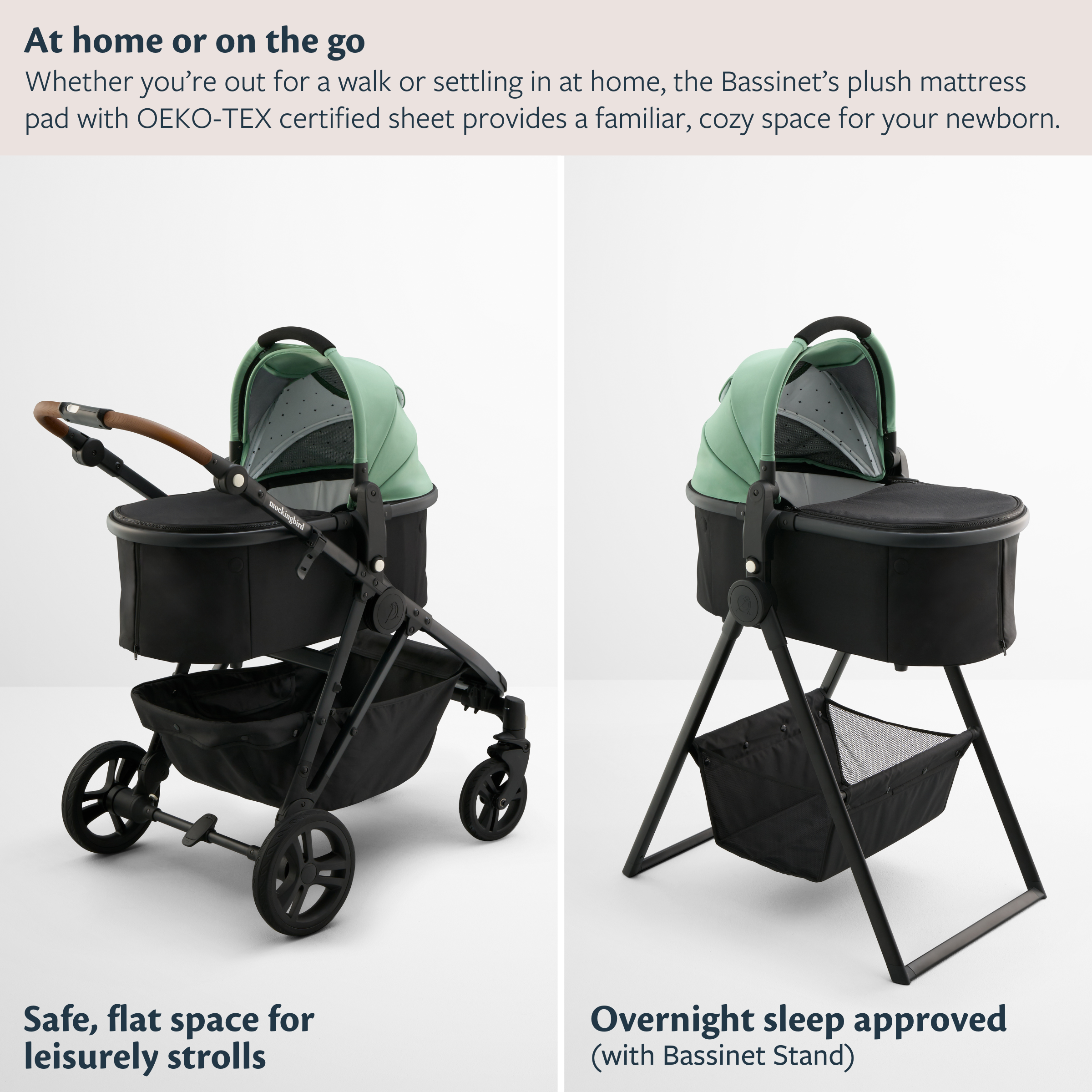 Mockingbird Bassinet 3.0 - Sage.