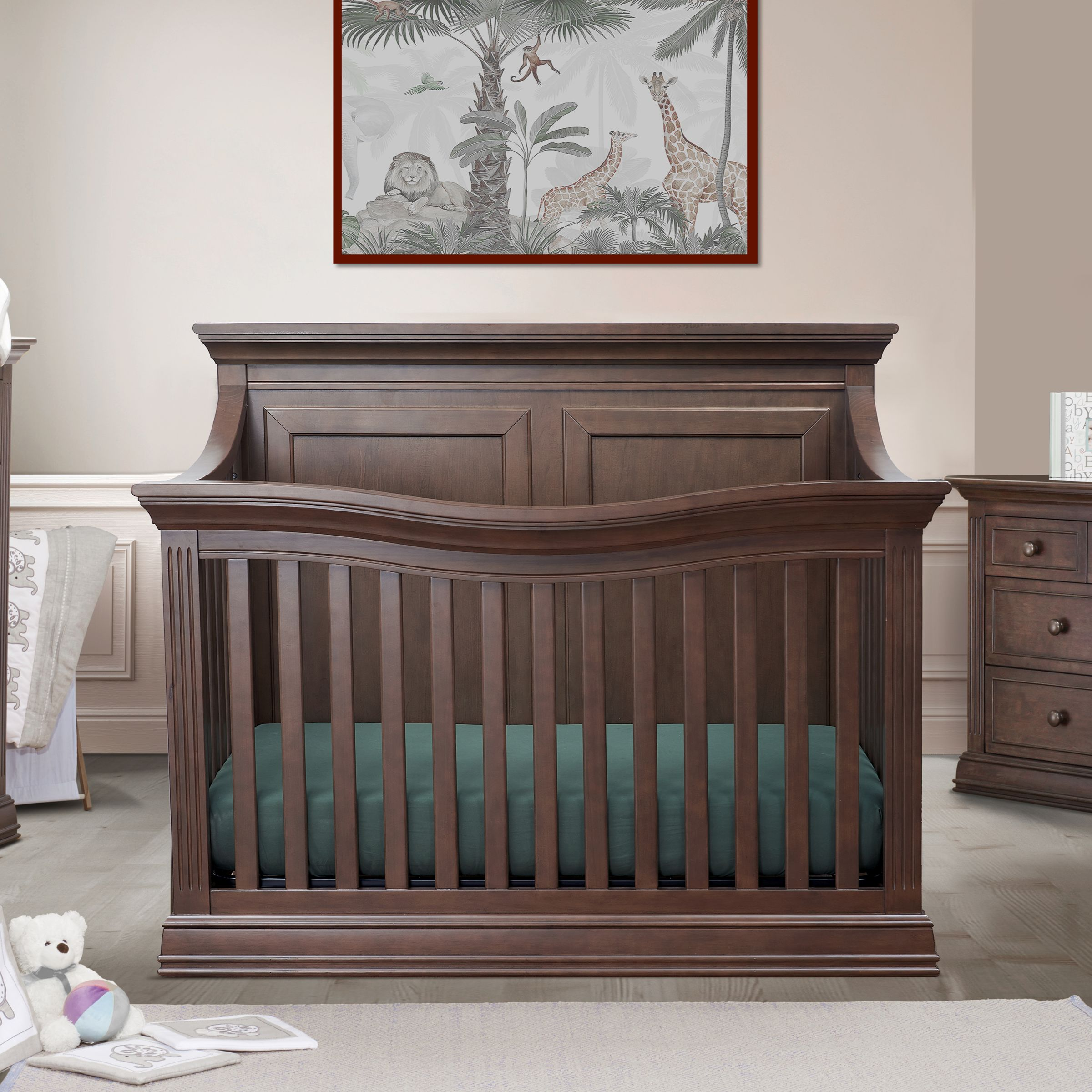 Sorelle Providence Flat Top 4-in-1 Convertible Crib - Chocolate.