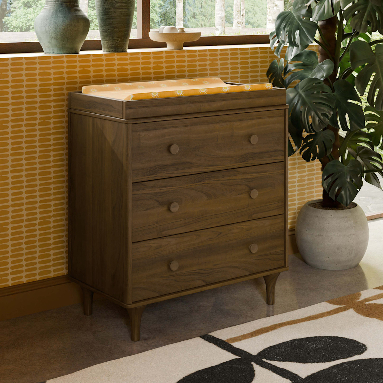 babyletto Lolly 3-Drawer Changer Dresser - Natural Walnut.