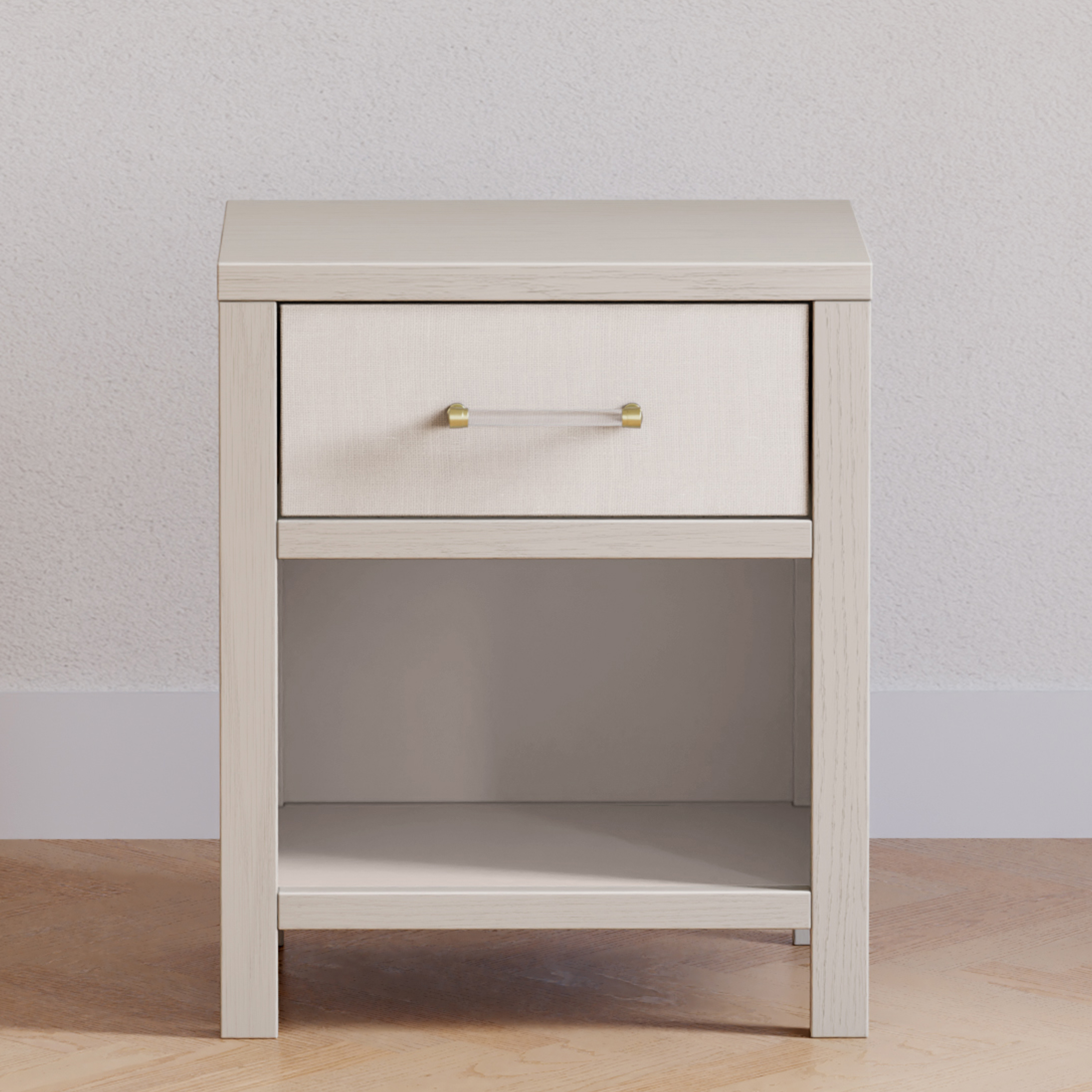 Namesake Eloise Assembled Nightstand - White Driftwood And Performance Pearl Eco-Weave.