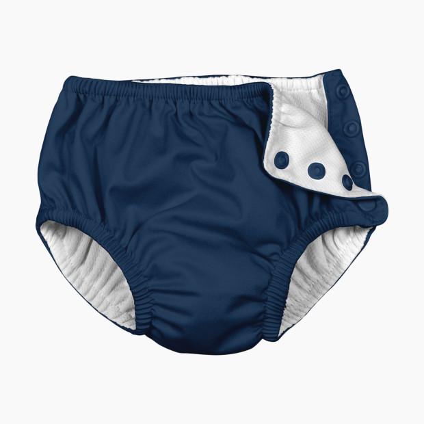 i play by Green Sprouts Snap Reusable Absorbent Swim Diaper - Navy, 6 Months.