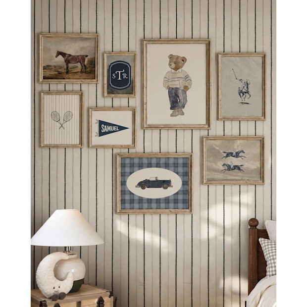 Nursery Gallery Wall, 8-Piece Personalized Teddy Bear Art Set.