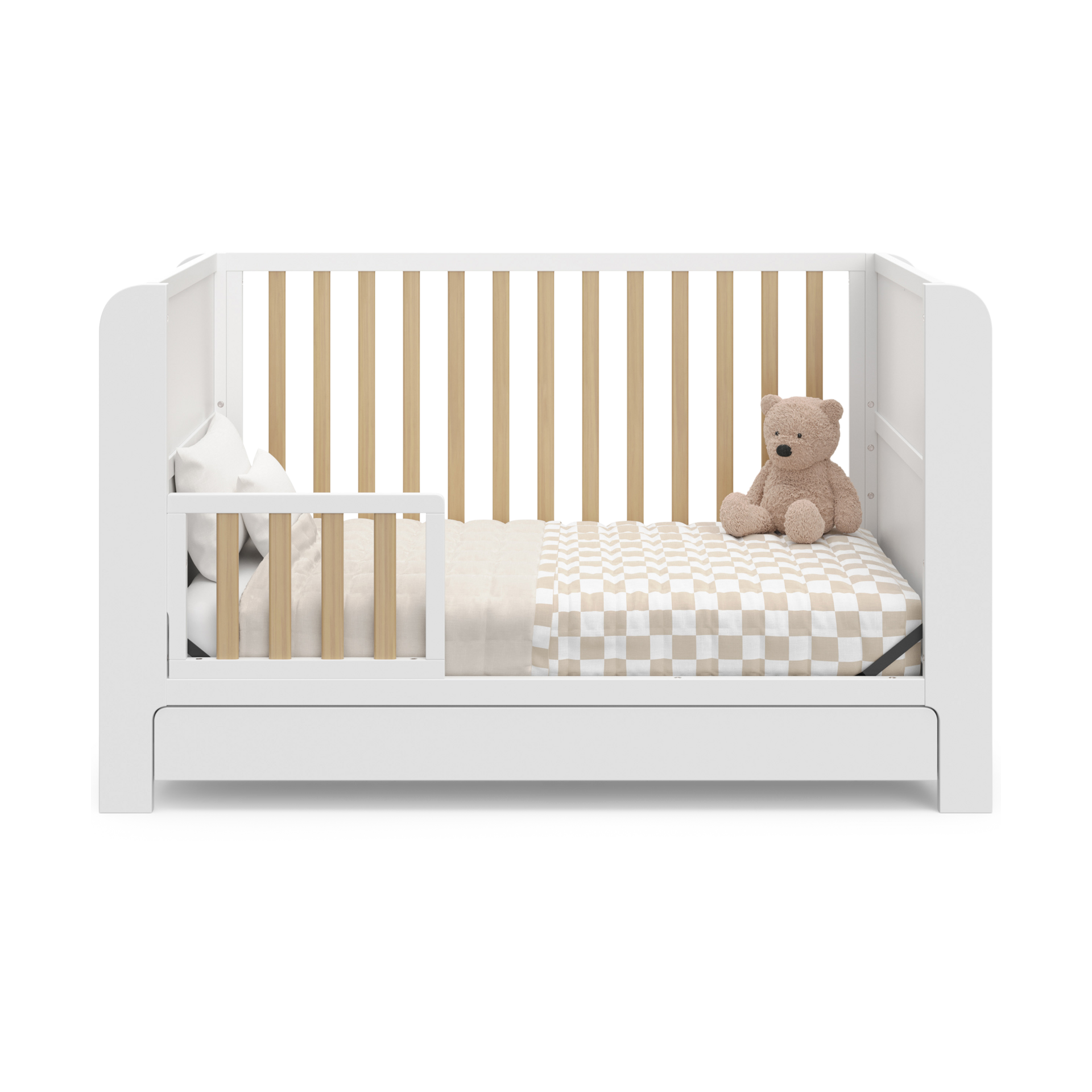 Storkcraft Universal Toddler Guardrail (Slats) - White And Natural.