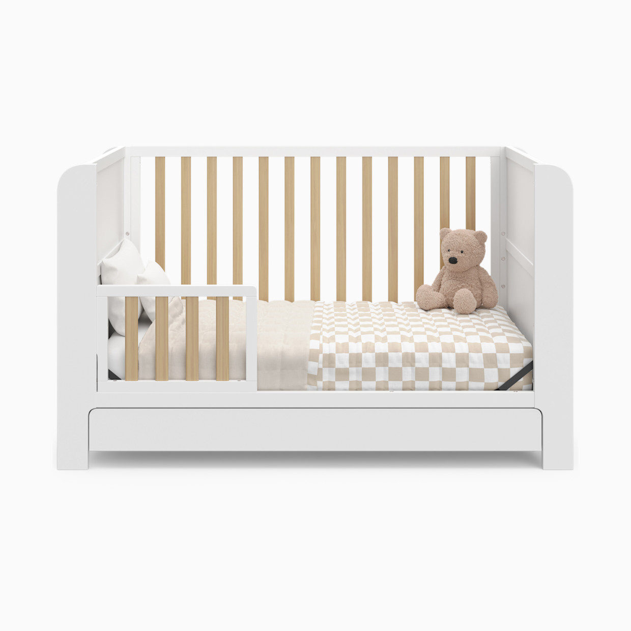 Storkcraft Universal Toddler Guardrail (Slats) - White And Natural.