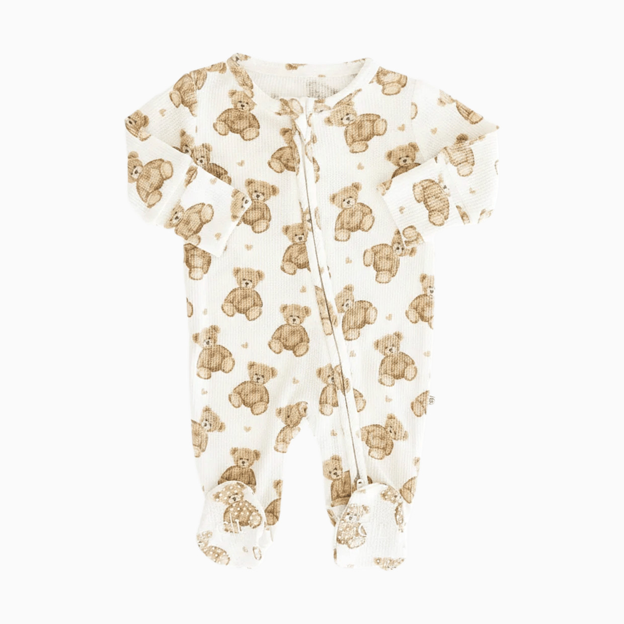 Caden Lane Bamboo Waffle Zipper Footie - Beary Sweet, Newborn.