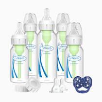 Dr. Brown's Natural Flow Anti-Colic Options+ Narrow Baby Bottle Gift Set with Advantage Pacifier, and Bottle Travel Caps