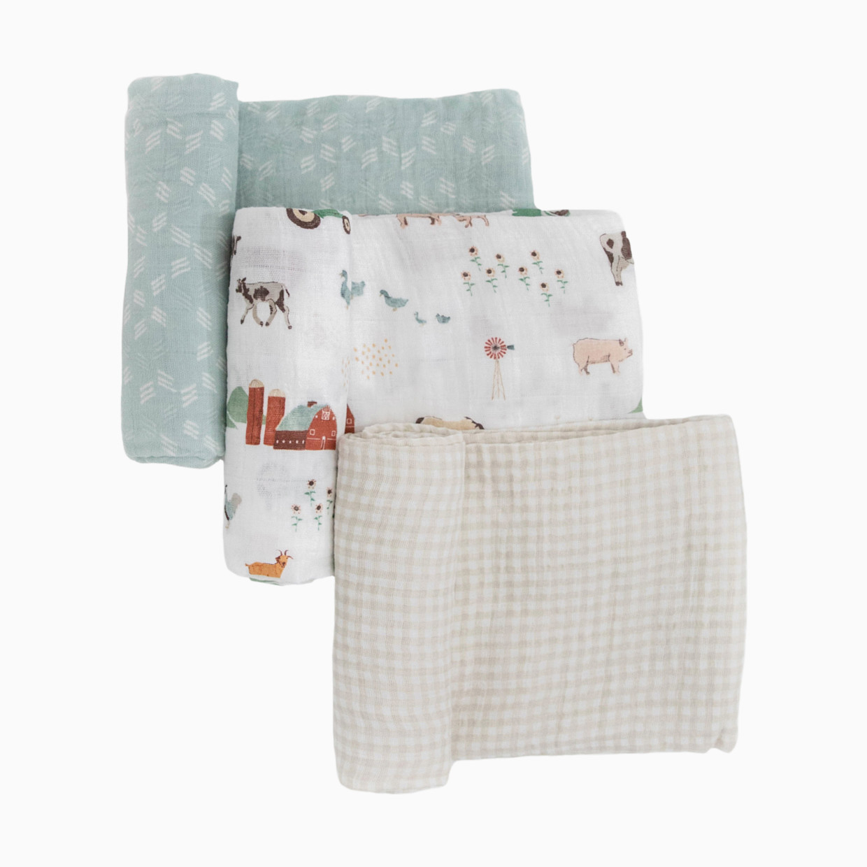 Little Unicorn Cotton Muslin Swaddle 3 Pack - Farmyard.