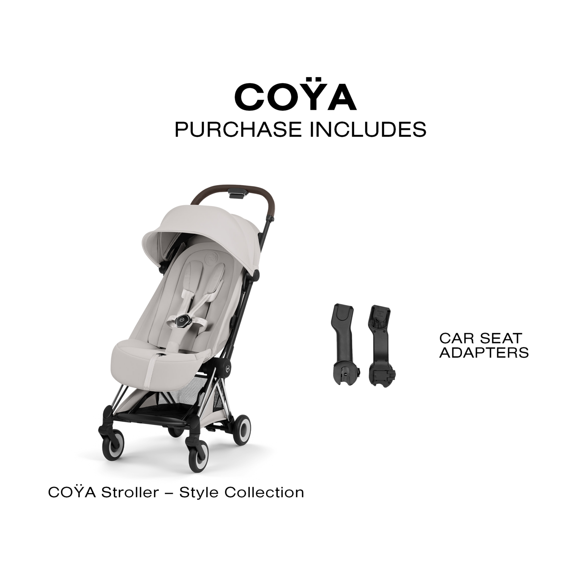 Cybex Coya Stroller - Style Collection - Chrome Frame/City Grey Lux Seat.