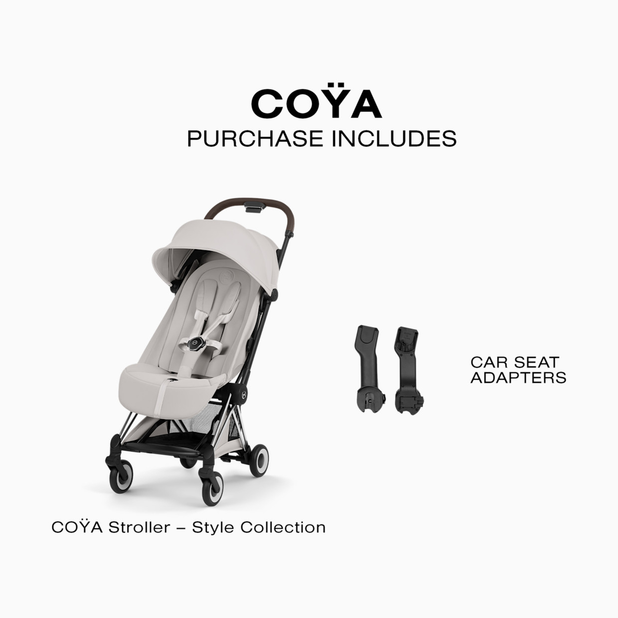 Cybex Coya Stroller - Style Collection - Chrome Frame/City Grey Lux Seat.