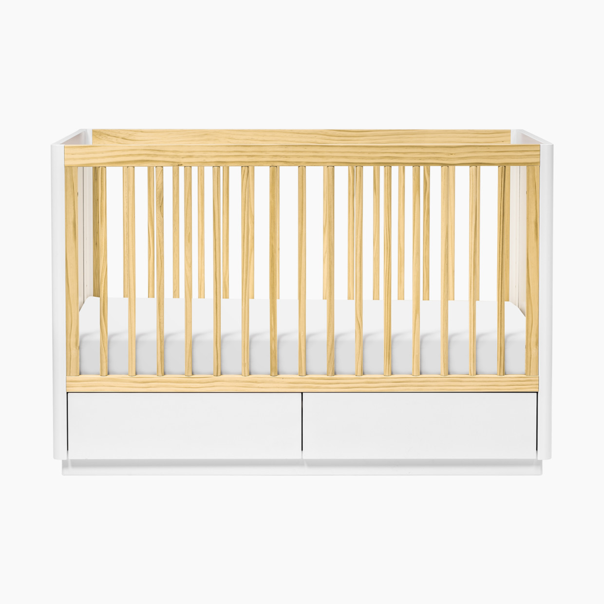 babyletto Bento 3-in-1 Storage Crib with Toddler Bed Conversion Kit - White/Natural.