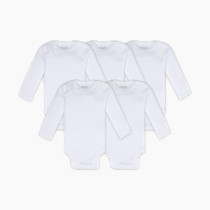 Burt's Bees Baby Organic Long Sleeve Bodysuit (5 Pack) - Cloud, 6-9 M