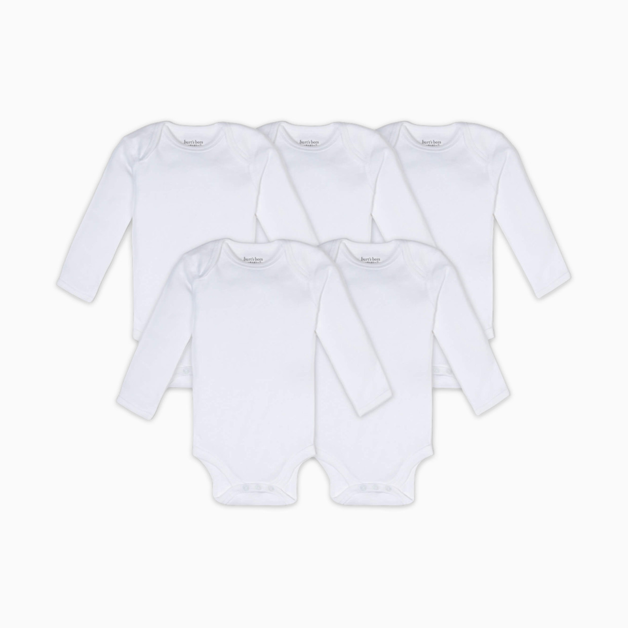 Burt's Bees Baby Organic Long Sleeve Bodysuit (5-Pack) - Cloud, 3-6 M.