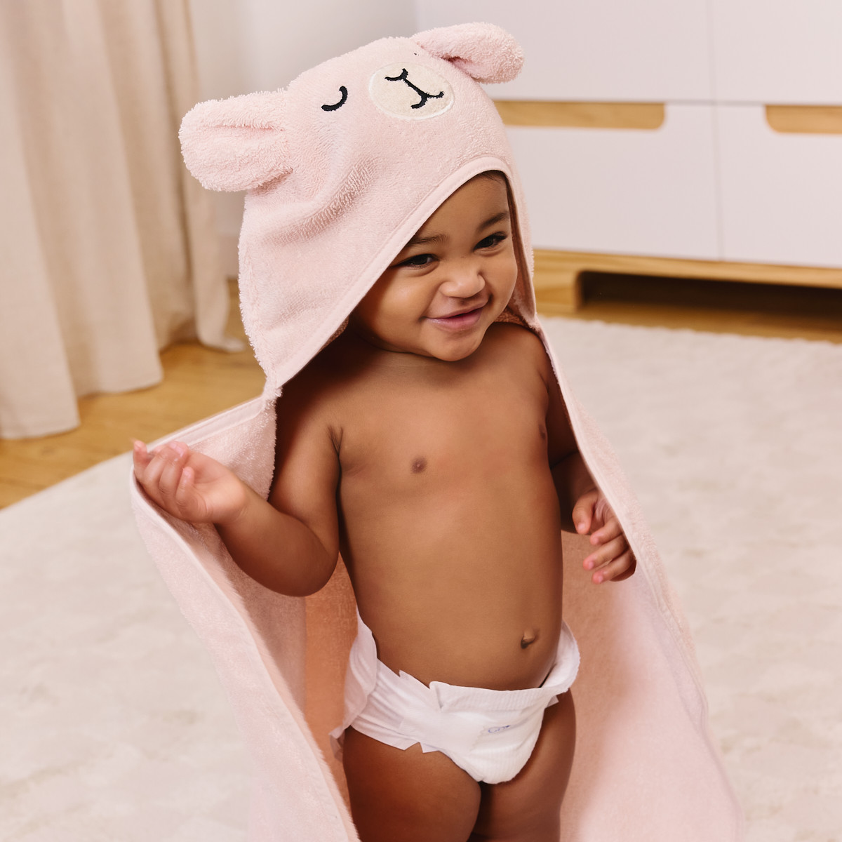 Tiny Kind Cozy Critter Organic Bath Time Set 4 Piece - Cloud Pink Bunny, 0-12M.