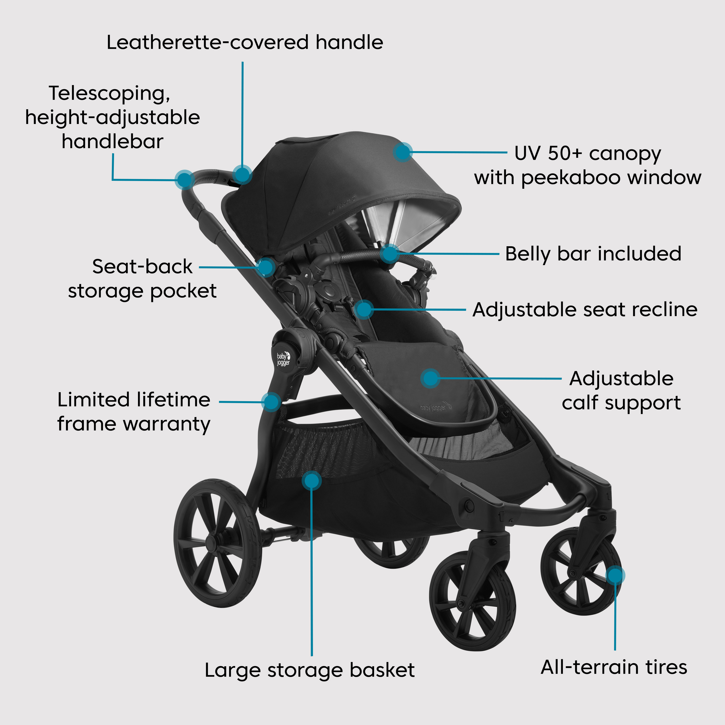 Baby Jogger City Select 2 Travel System, Eco Collection, Infant Essentials Bundle.