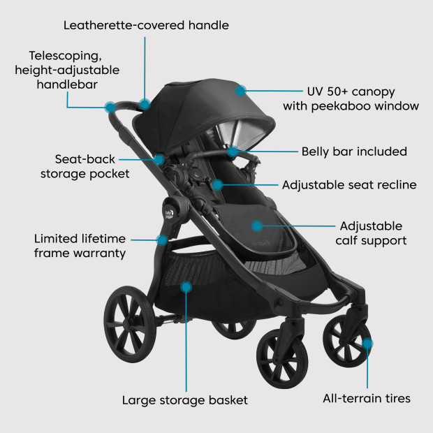 Baby Jogger City Select 2 Travel System, Eco Collection, Infant Essentials Bundle - Lunar Black.