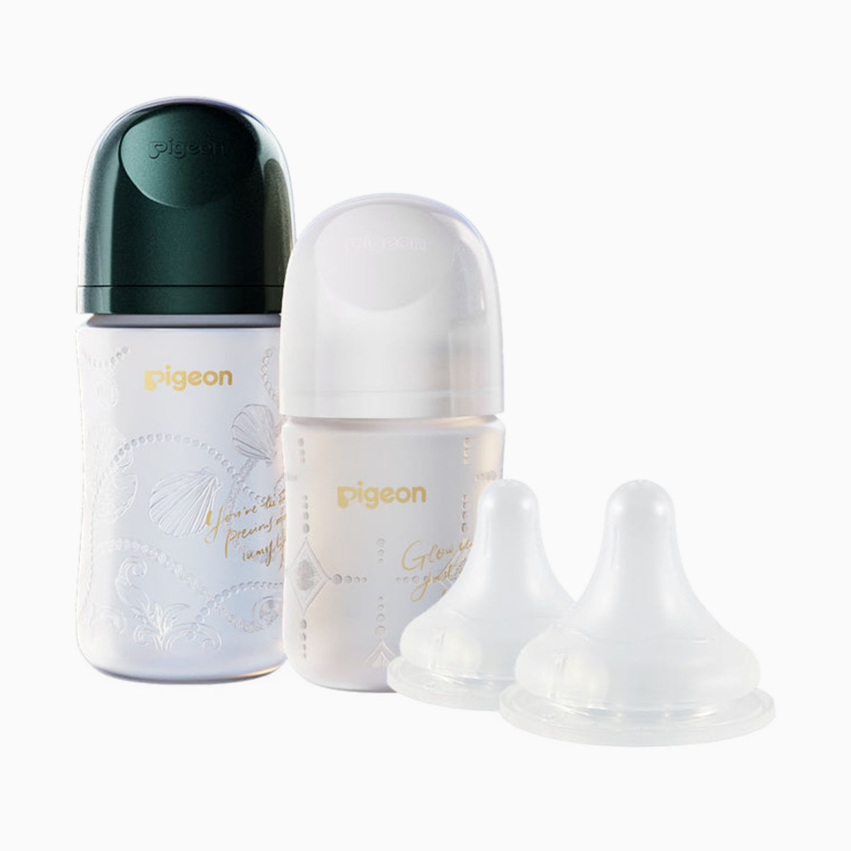 Pigeon Glass Bottle With Silicone Coating Pearl Gift Set - 2.