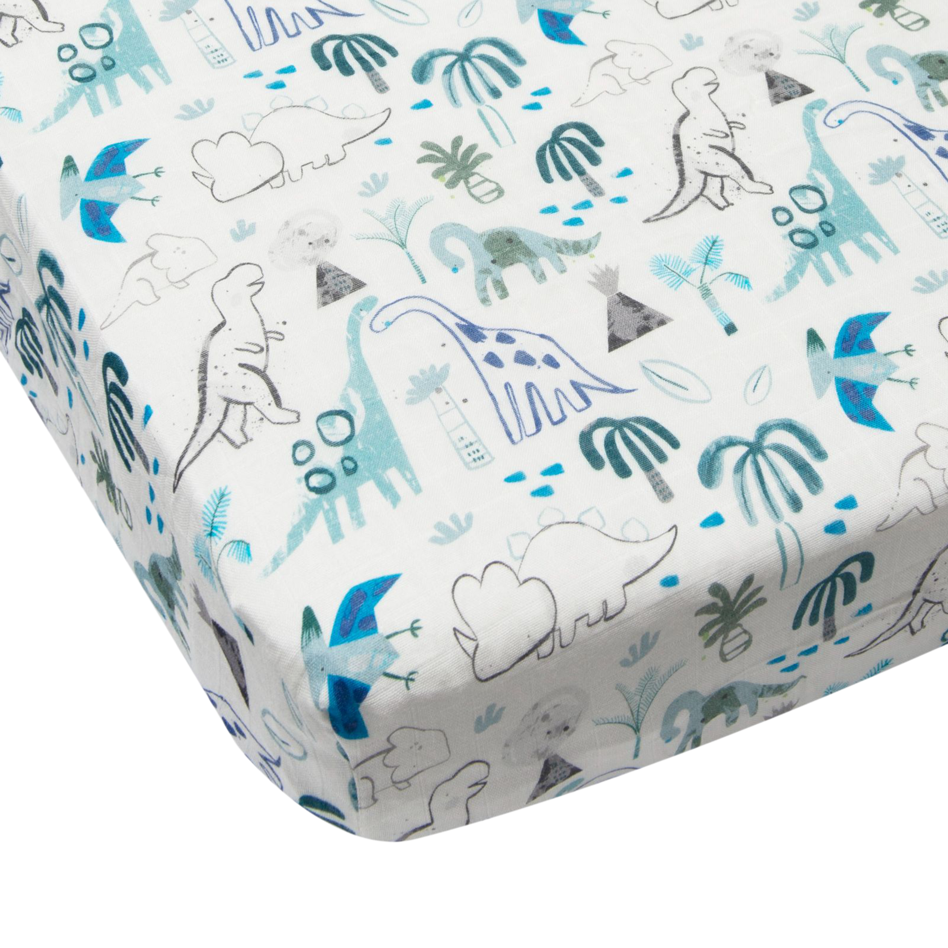Loulou Lollipop Cotton & Bamboo Fitted Crib Sheet Dinosaurs