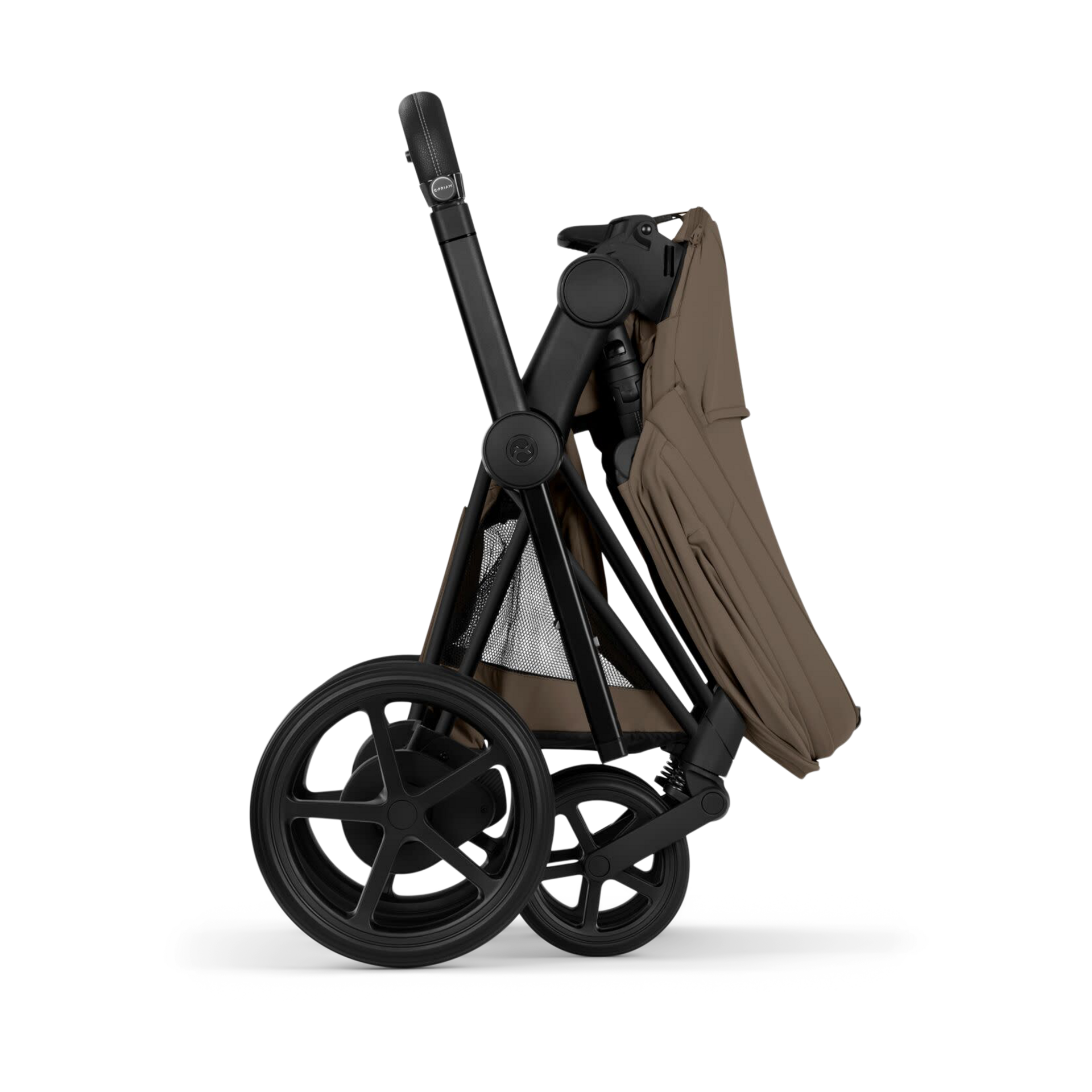 Cybex e-PRIAM Stroller - Rose Gold Frame/Sepia Black Lux Seat.