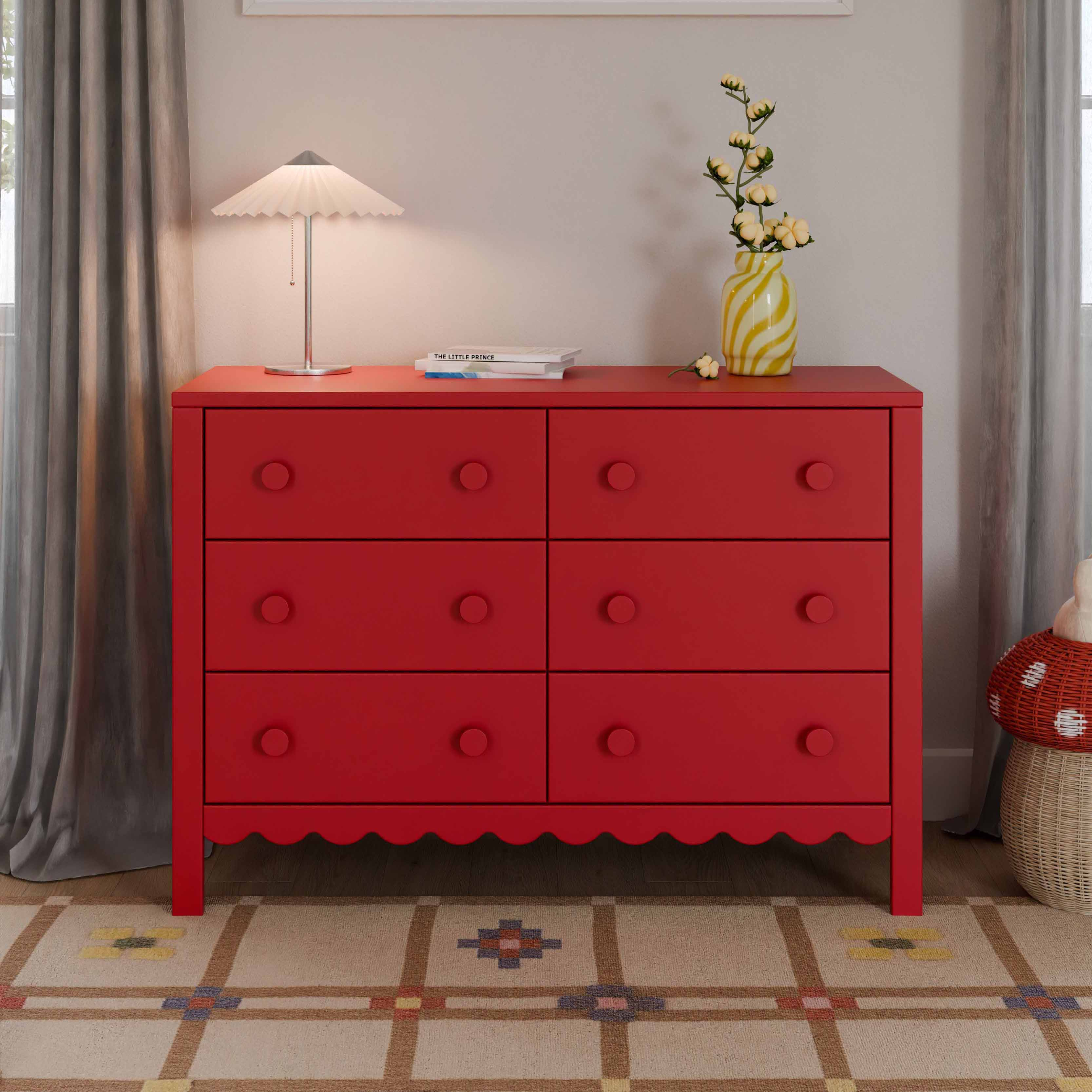 daVinci Sammy Scallop 6-Drawer Dresser - Strawberry Red.