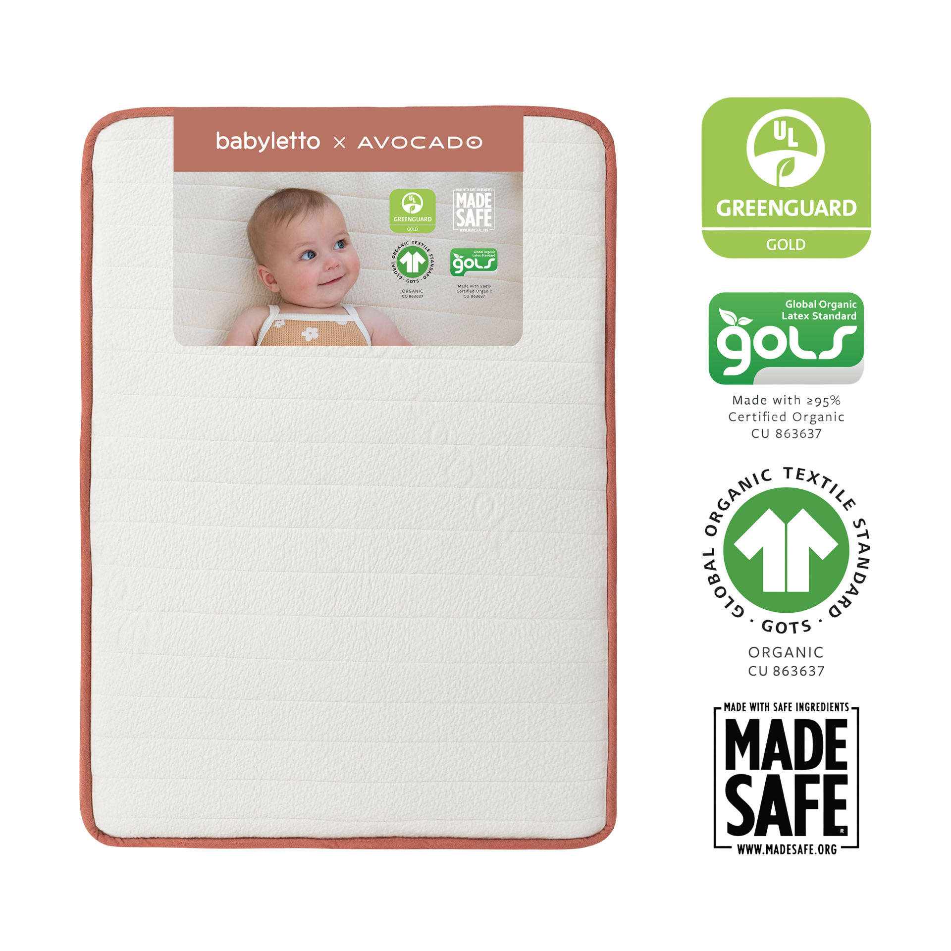 babyletto x Avocado Mini Crib Size Organic Mattress.