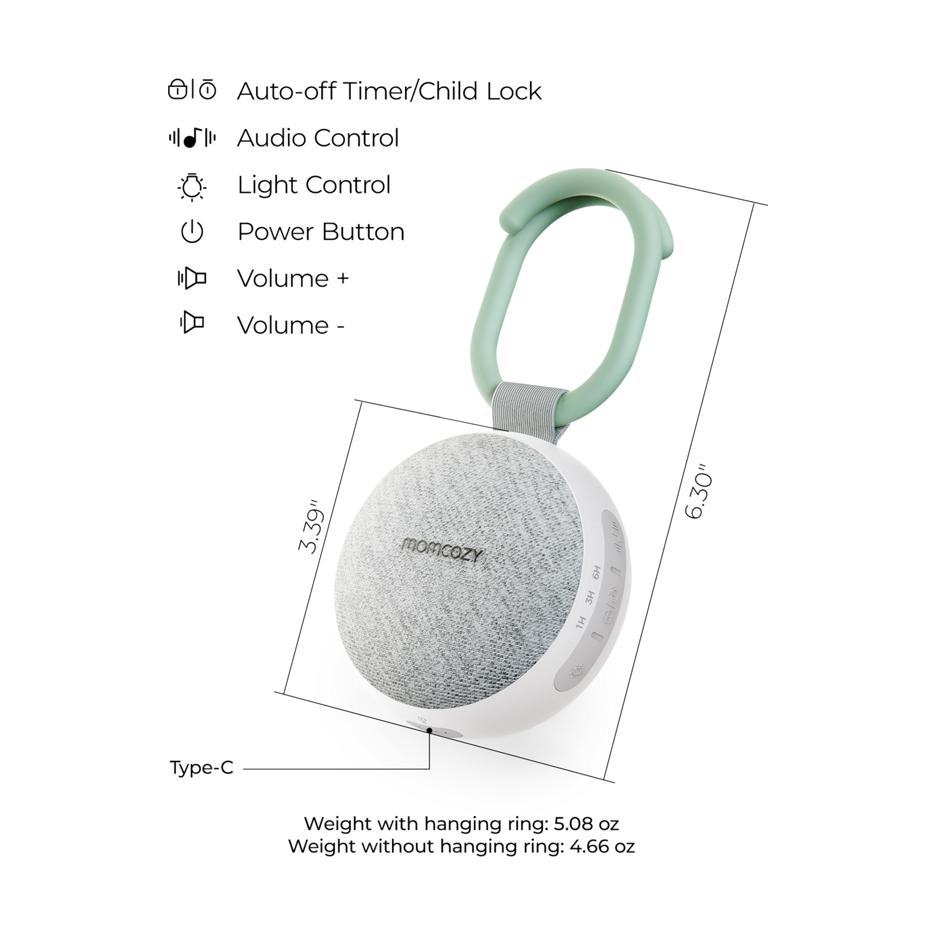 Momcozy Portable Sound Machine with Night Light.