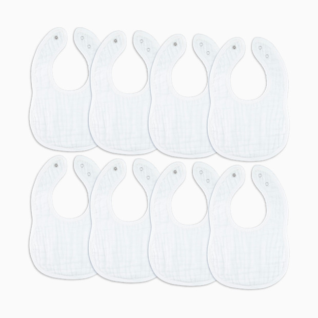 Comfy Cubs Muslin Bibs with Adjustable Snaps (8 Pack).