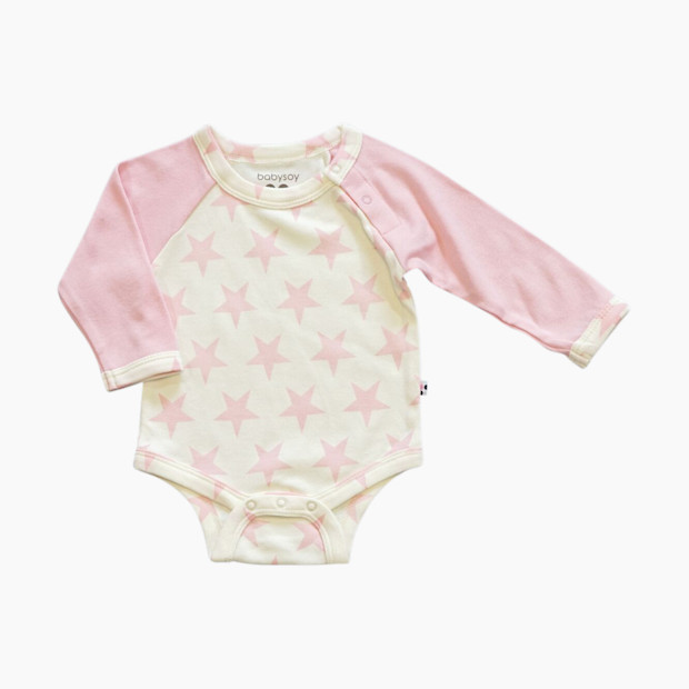 Babysoy Organic Cotton Star Bodysuit - Peony, 0-3 Months.