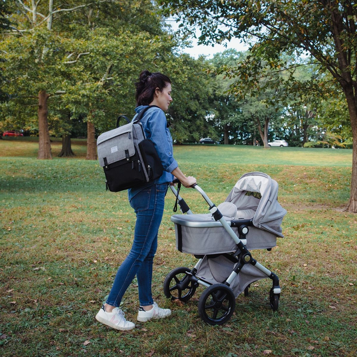 Eddie Bauer Cascade Diaper Bag Backpack Black/Grey Babylist Shop