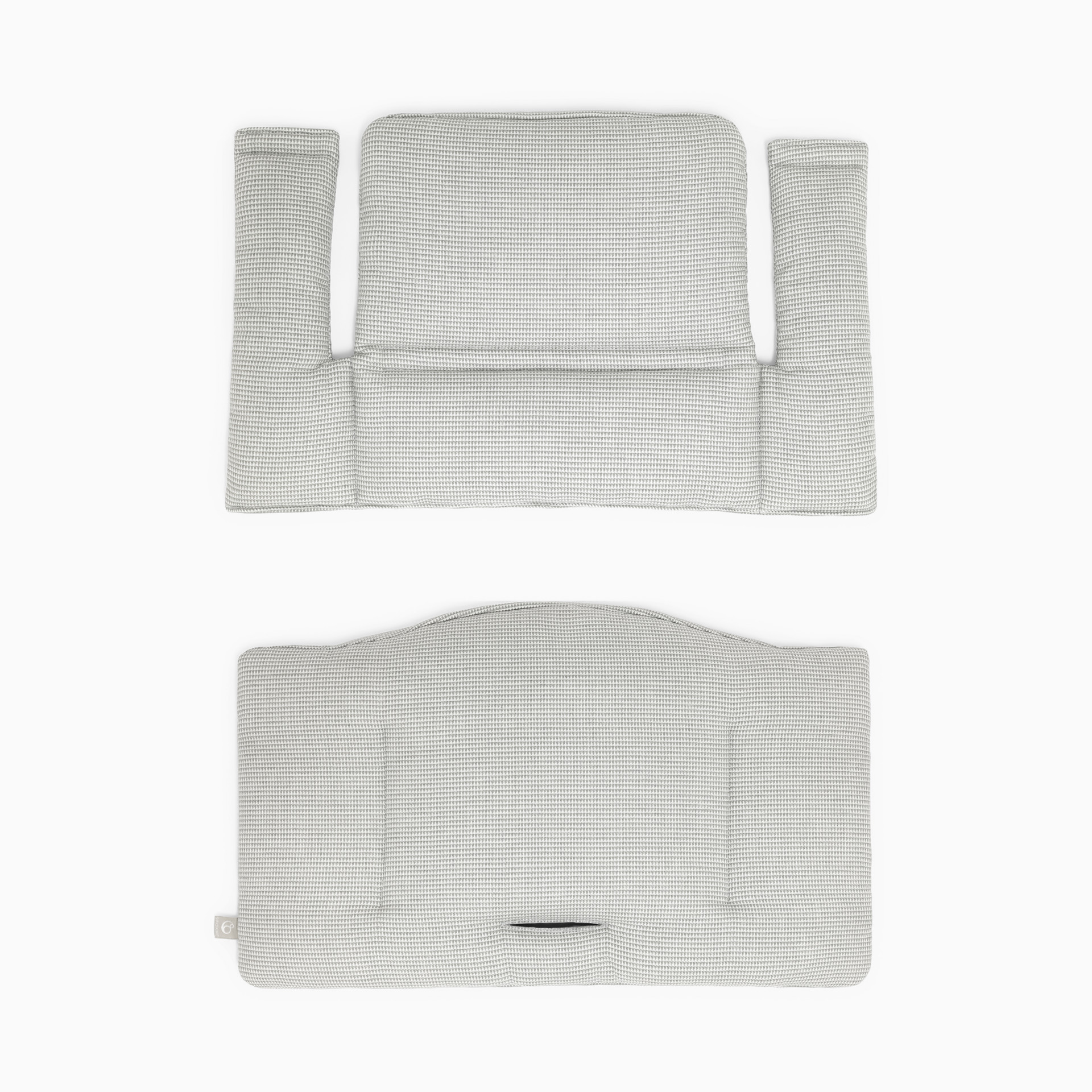 White Tripp Trapp cushion cover, top and back view.