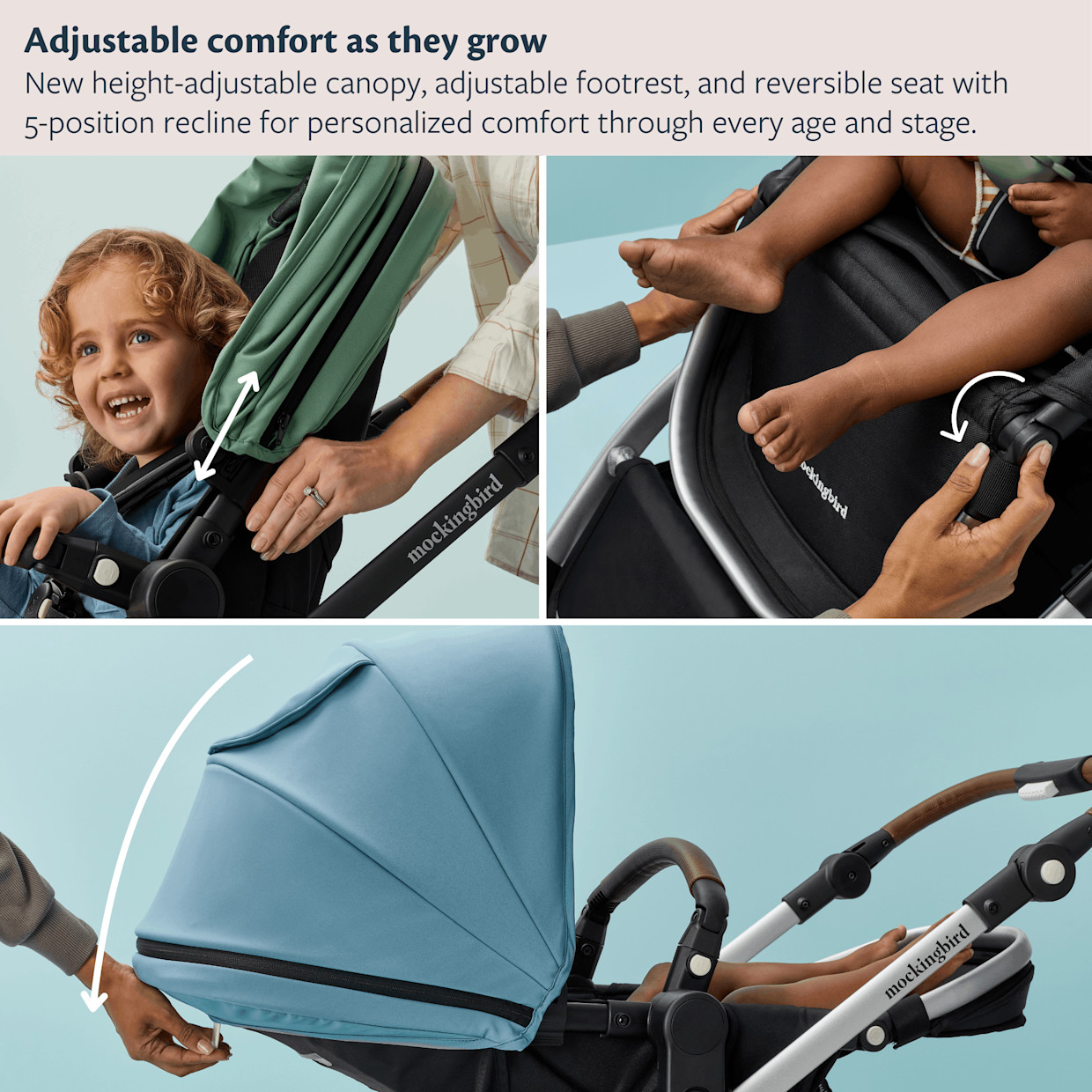 Mockingbird Single Stroller 3.0 - Black Windowpane.