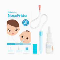 Frida Baby Saline Kit, Cold & Flu 12 pc Set Includes NoseFrida Nasal Aspirator for Baby, Nose Sucker, Saline Nasal Spray with 10 Extra Hygiene Filters, Nasal Spray Decongestant, 0.68 fl oz