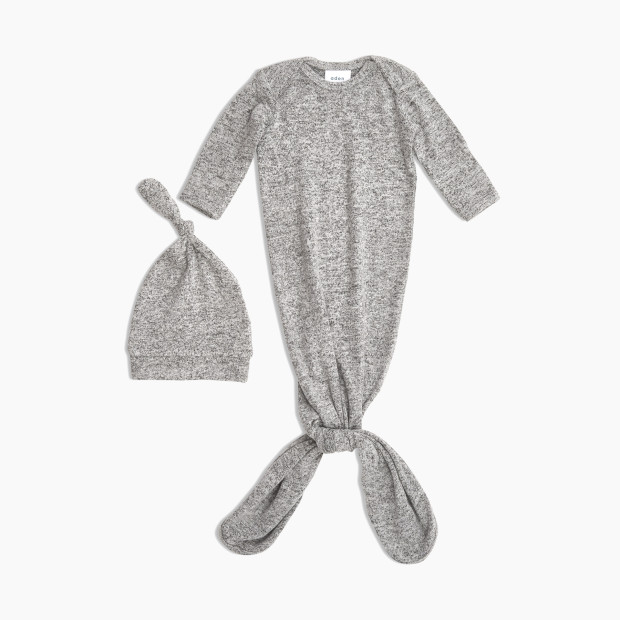 Aden + Anais Snuggle Knit Knotted Gown and Hat Set - Heather Grey.