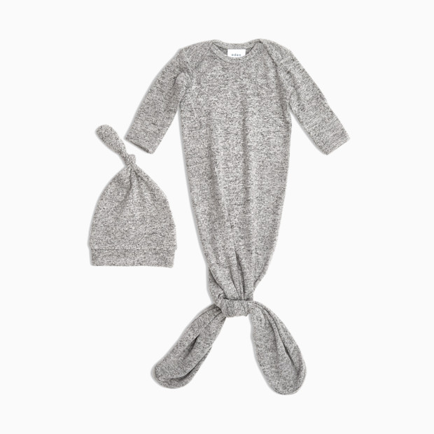 Aden + Anais Snuggle Knit Knotted Gown and Hat Set - Heather Grey.