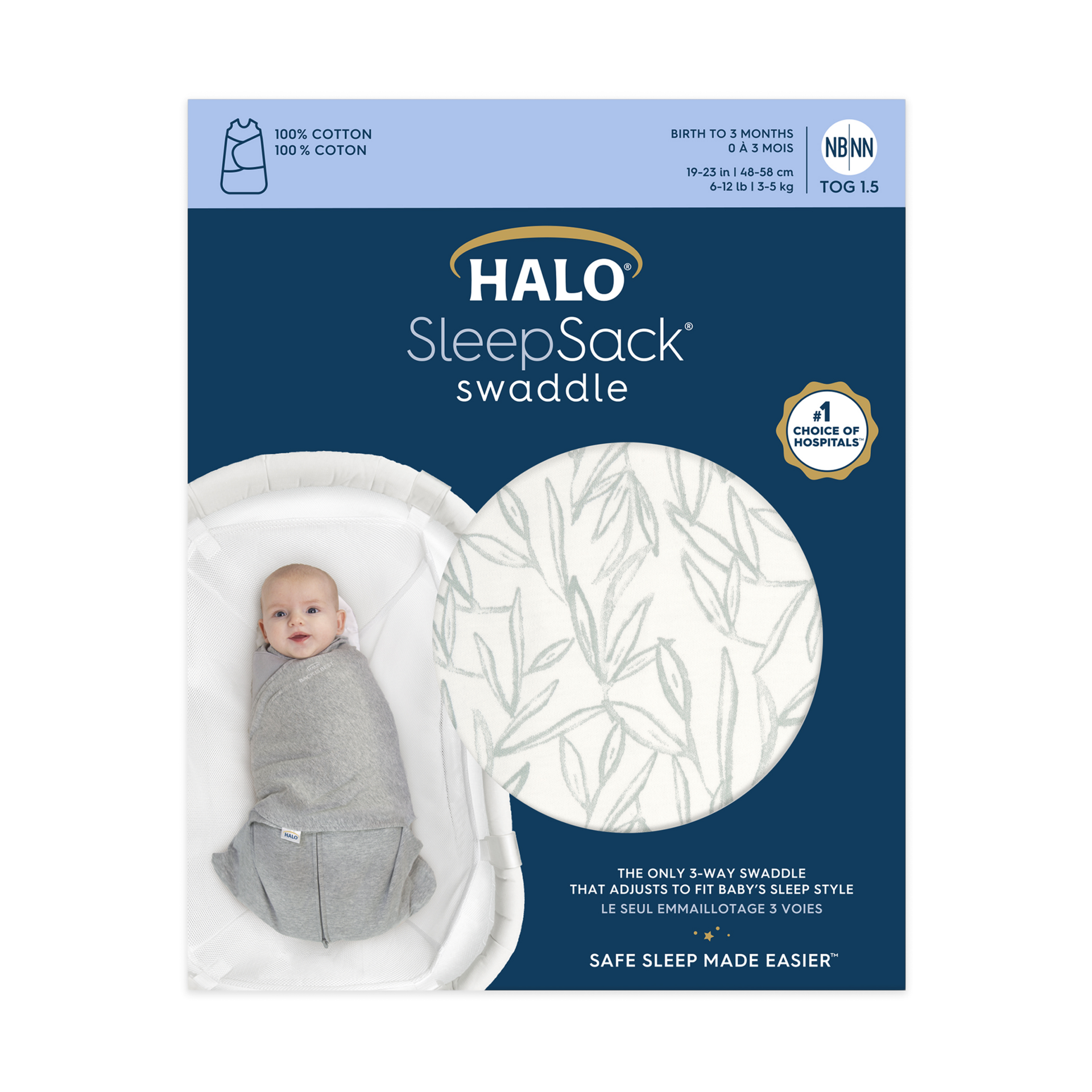 Halo SleepSack Swaddle cotton Leaves, Small Babylist Shop