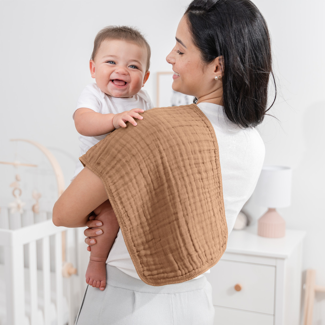 Comfy Cubs 6-Layer Muslin Burp Cloths Set (10 Pack) - Multicolor.