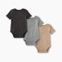 Burt's Bees Baby Unisex Short Sleeve Organic Cotton Bodysuits, 3-Pack