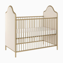 Little Seeds Piper Upholstered Metal Crib, Gold
