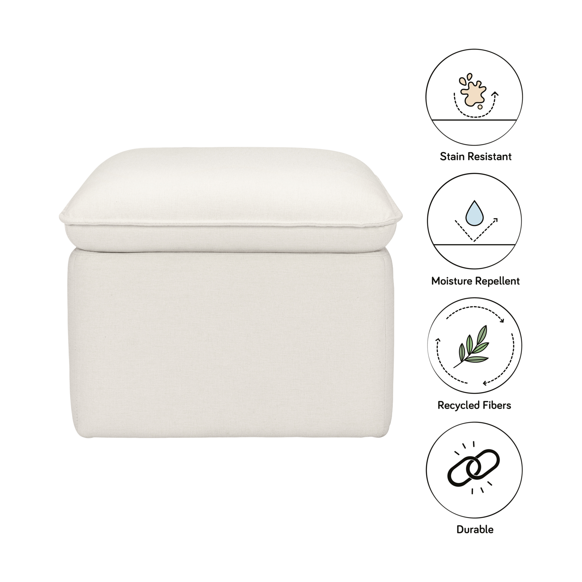 babyletto Cali Storage Ottoman - Performance Cream Eco Weave.