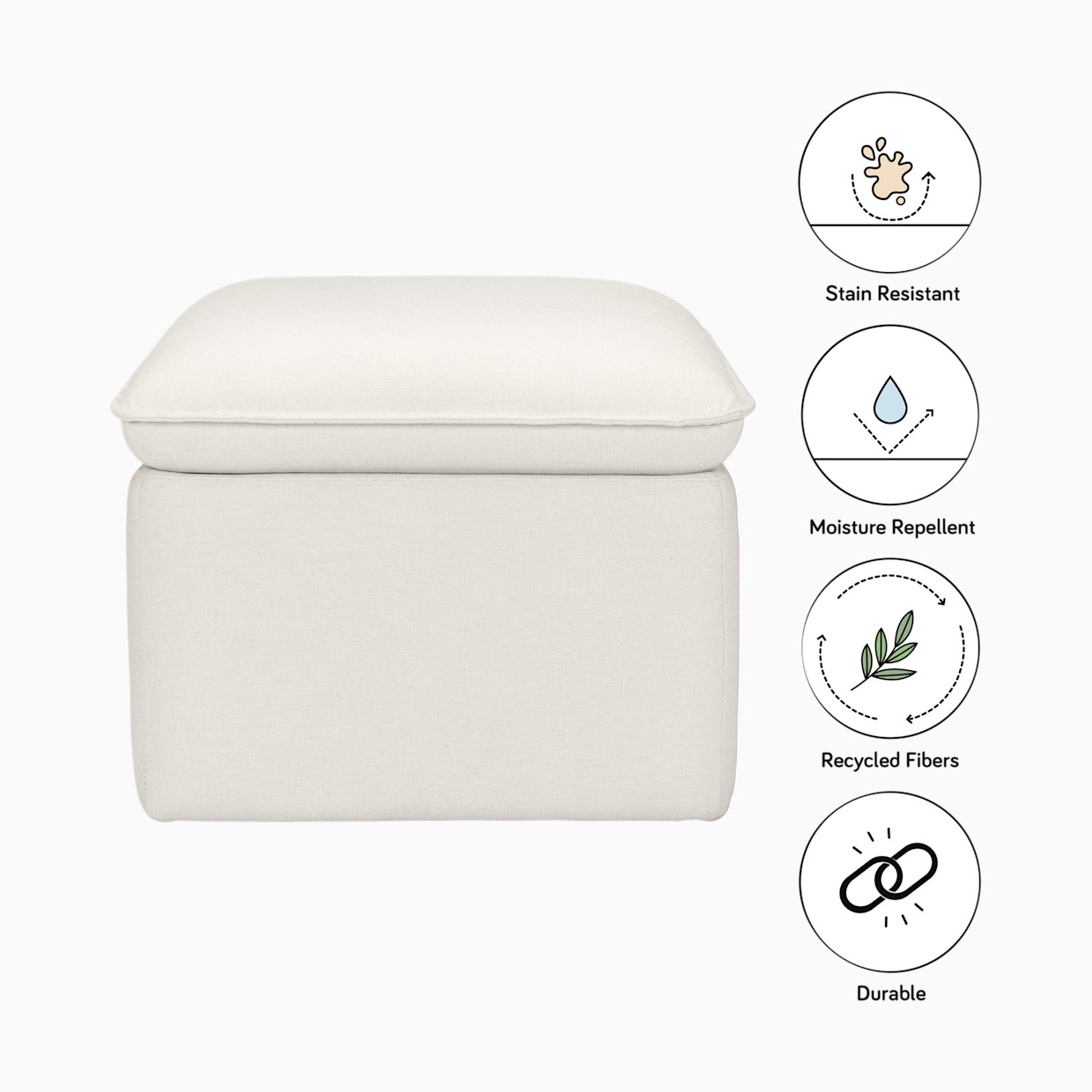 babyletto Cali Storage Ottoman - Performance Cream Eco Weave.