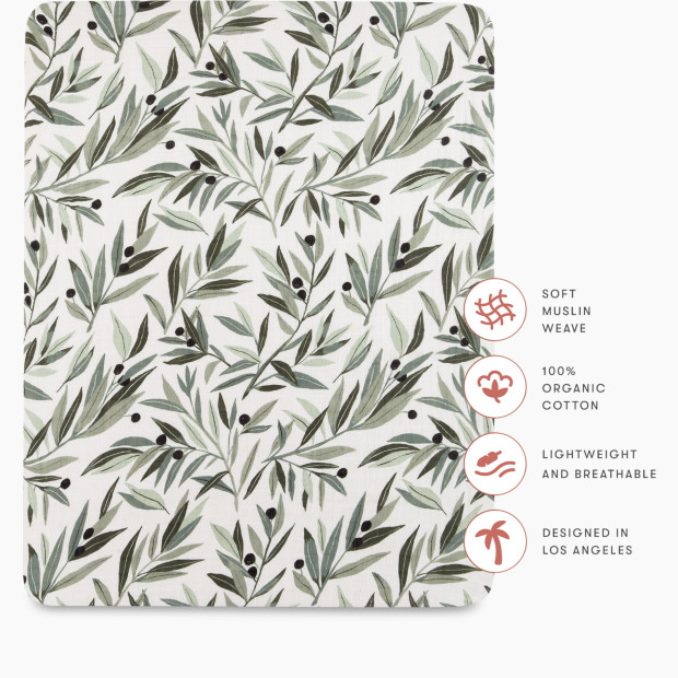 babyletto All-Stages Midi Crib Sheet - Olive Branches.