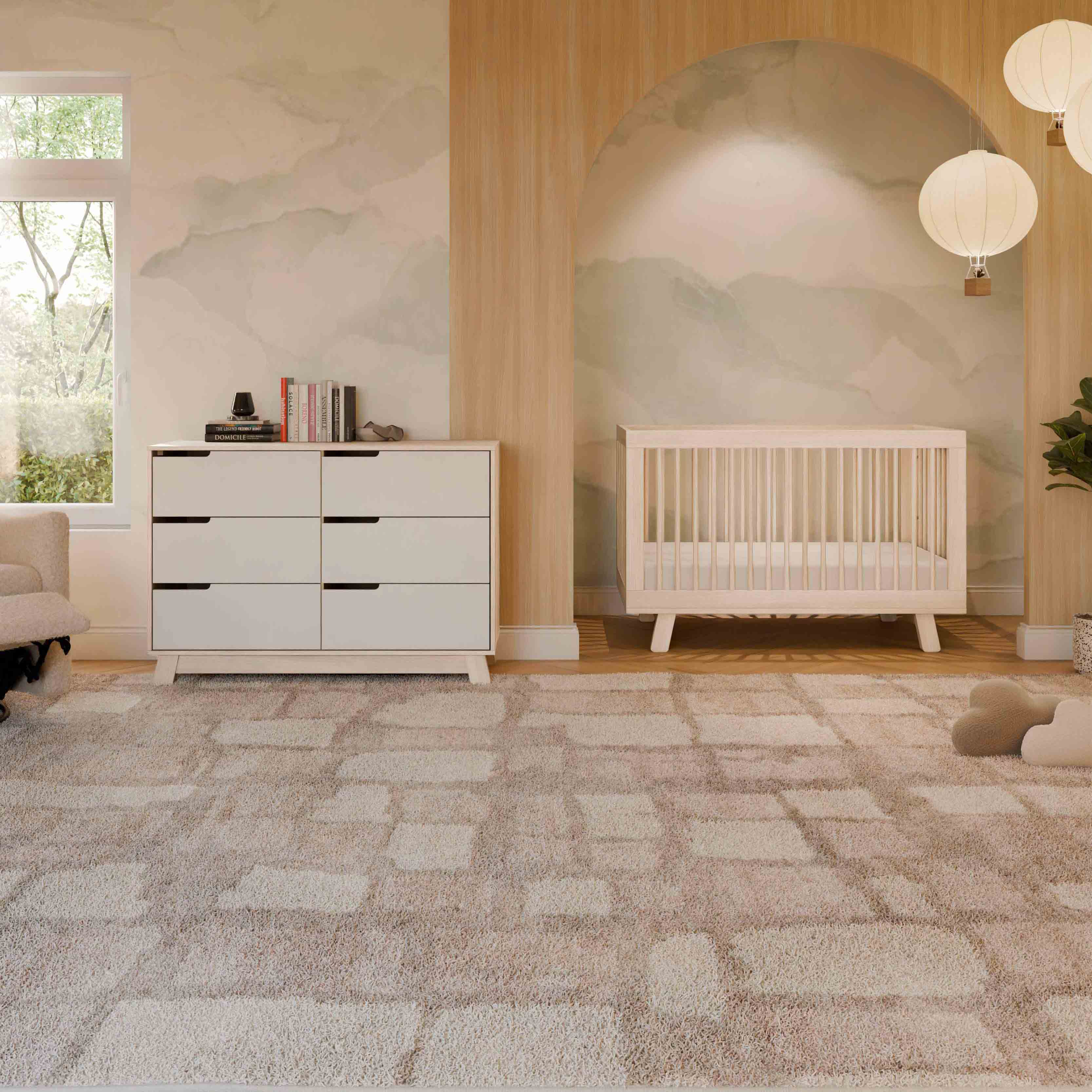 babyletto Hudson 3-in-1 Convertible Crib with Toddler Bed Conversion Kit - Washed Natural.