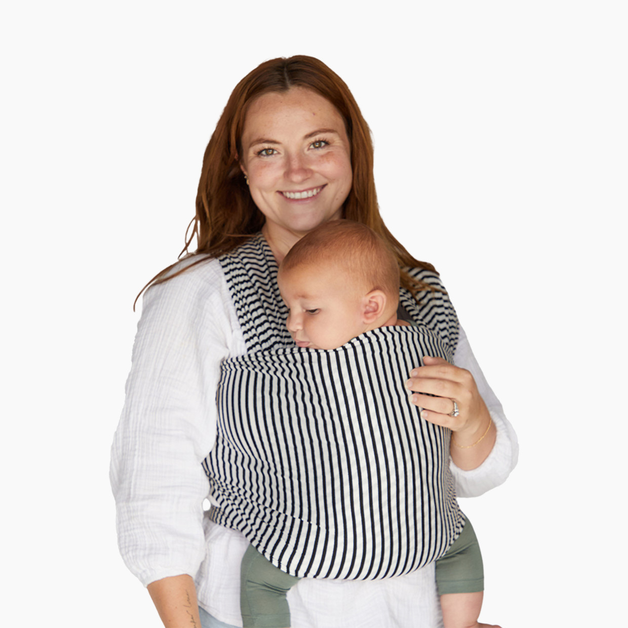 Solly Baby Wrap Carrier - Black & Natural Stripe.