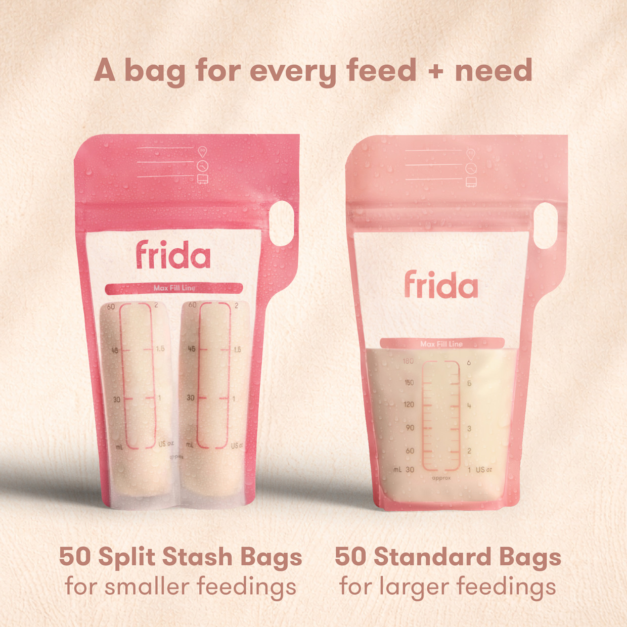 Frida Mom Portion + Pour Breastmilk Storage Bags - 100.