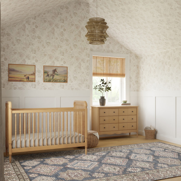 Namesake Liberty 3-in-1 Spindle Crib with Toddler Bed Conversion Kit - Honey.