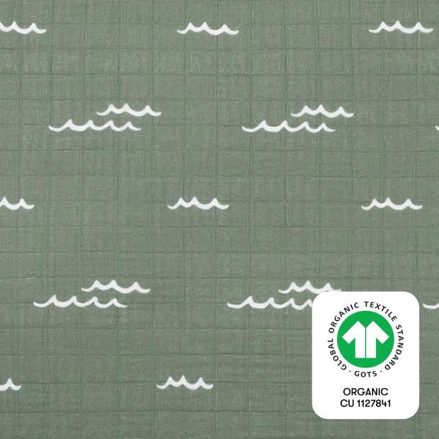 babyletto Crib Sheet in GOTS Certified Organic Muslin Cotton - Ocean Waves.